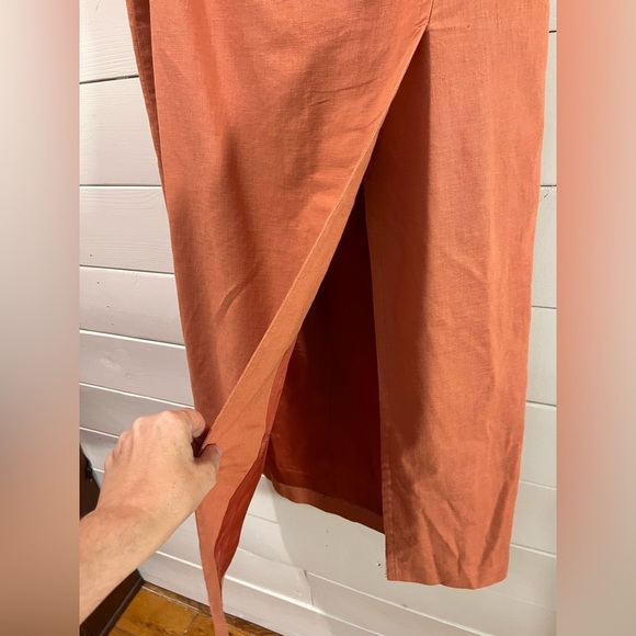 TRISTAN & ISEULT burnt orange linen skirt – size 9 - Picture 5 of 8